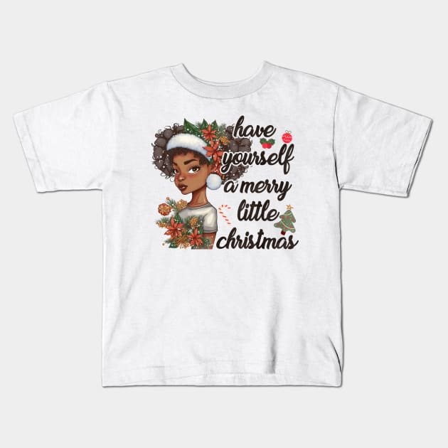 Melanin Christmas Kids T-Shirt by MZeeDesigns